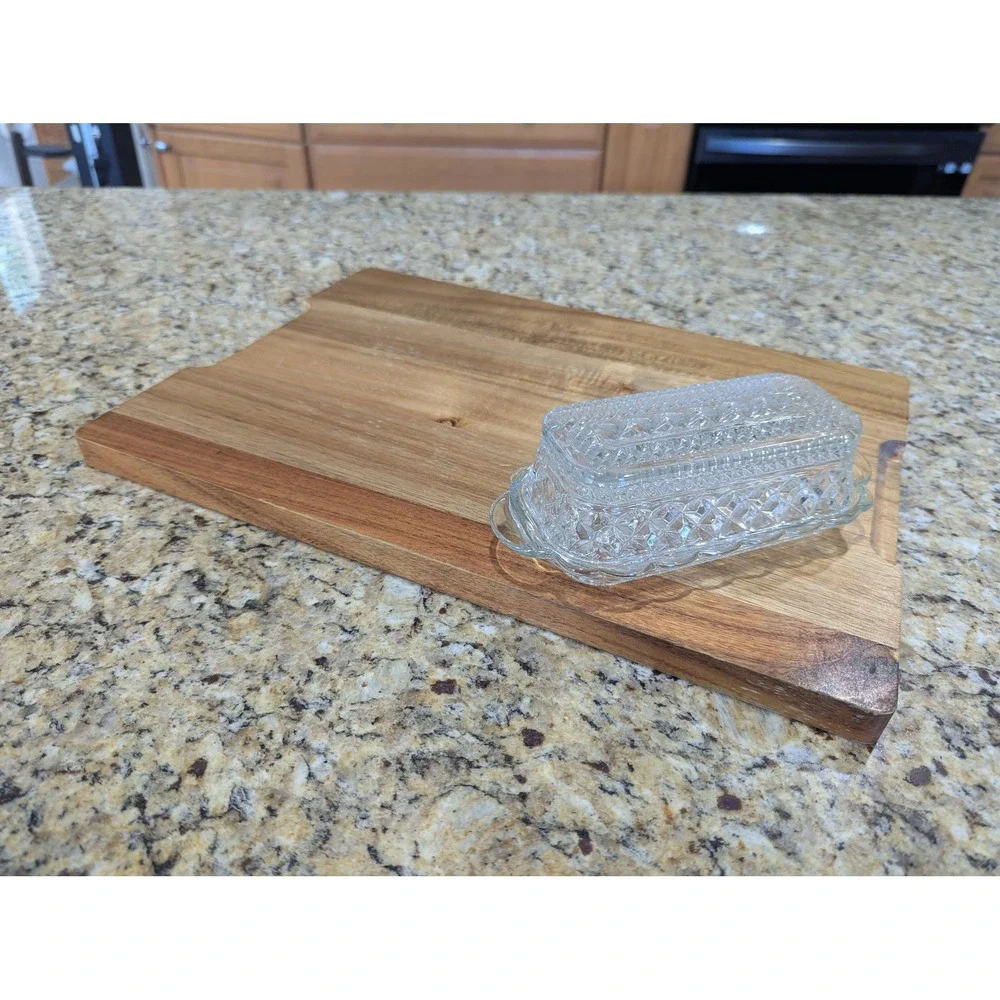 Vintage Pressed Glass Butter Dish with Lid